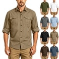 thumbnail image 1 of LNWUY Mens UPF 50 Long Sleeve Shirts Outdoor Hiking Travel Quick Dry Sun Protection Button Up Shirt With Pockets Top White S, 1 of 9