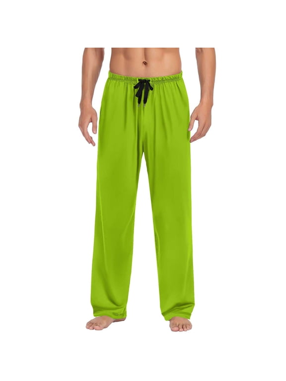 Mens Ultra Soft Pajama Pants, Stretch Sleep Pant with Pockets Lightweight and Cozy Lounge Elasticity Bottoms for Men Green M