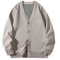 thumbnail image 1 of LNWUY Mens V-Neck Sweater Long Sleeve Button Down Cardigans for Men Casual Basic Relaxed Fit Fall Winter Sweaters Beige L, 1 of 8