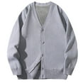thumbnail image 1 of LNWUY Mens V-Neck Sweater Long Sleeve Button Down Cardigans for Men Casual Basic Relaxed Fit Fall Winter Sweaters Gray XL, 1 of 3