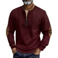 thumbnail image 1 of LNWUY Mens Vintage Sweatshirt Casual Stand Collar Quarter Zip Fall Button Long Sleeve Pullover Sweaters with Pockets Red M, 1 of 5