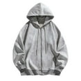 thumbnail image 1 of LNWUY Mens Womens Sports Loose Zipper Drawstring Pocket Long Sleeve Hooded Sweatshirts Solid Color Fall Cotton Hoodie Gray XXL, 1 of 6