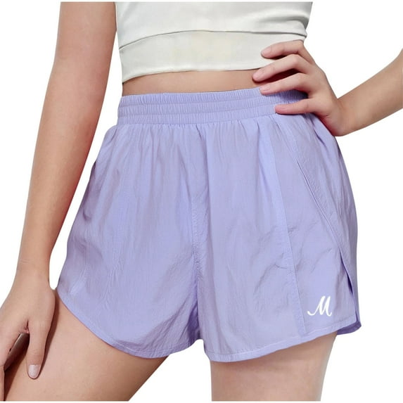 LNWUY Middle and Large Children Ice Silk Quick Dry Thin Shorts Summer Girls Sports Pants Children's External Pants Shorts Purple 13 Years
