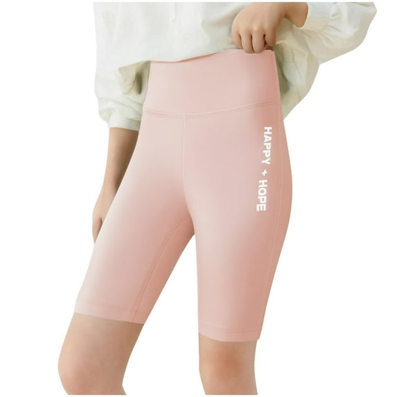 LNWUY Middle and Large Children's Bottom Sports Yoga Pants Summer Thin Breathable Comfortable Pants Shorts Five Pants Pink 7 Years