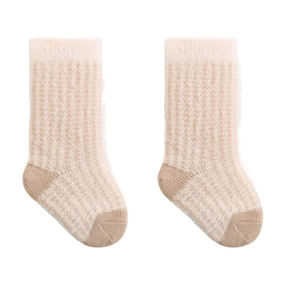 LNWUY Newborn Baby Socks Fall and Winter Thickened and Padded Warm Toddler Boy and Girl Children Mid-Calf Socks Yellow XS