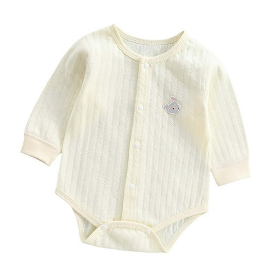 LNWUY Newborn Cotton Baby Girls Boys Solid Bodysuit Solid Color Long Sleeve Romper Soft comfy breathable One-Piece Baby Clothes Yellow 3 Months