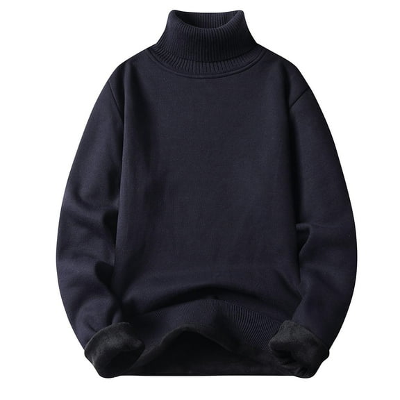 LNWUY Oversized Knit Sweater for Men High Neck Solid Color Vintage Pullover Lightweight Fall Fashion Spring Autumn Casual Sweaters Navy XL