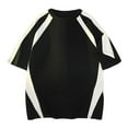thumbnail image 1 of LNWUY Oversized T-Shirt Short Sleeve Streetwear Contrast Color Tee Unisex Vintage Tshirts Summer Baggy Loose Comfort Breathable Tops Black XXXL, 1 of 5