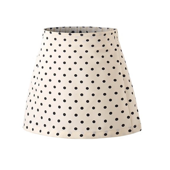 LNWUY Polka Dot Print Middle and Large Children Back-to-School Season Girls' Suit Skirt Children's Outside Skirt A-Line Skirt Beige 7 Years