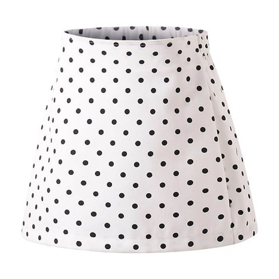 LNWUY Polka Dot Print Middle and Large Children Back-to-School Season Girls' Suit Skirt Children's Outside Skirt A-Line Skirt White 11 Years