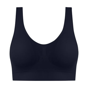 LNWUY Push up Bras for Women Solid Color Seamless Breathable Comfortable Wide Band Bras for Women for Breast Support Blue XXXL