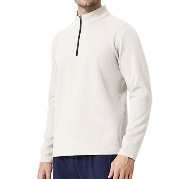 LNWUY Quarter Zip Pullover Men Performance Moisture Wicking Golf Pullover Sports 1/4 Zip Pullover Mens Sweatshirt White XXXL
