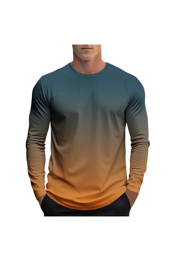 Rash Guard for Men Print Sports Long Sleeves Round-Neck Shirts Sun Protection Surfing Beach Outdoor Casual Tops Yellow M