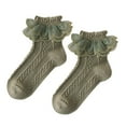 thumbnail image 1 of LNWUY Ruffle Lace Socks 1 Pair Women Socks Ruffle Lace Decor Thin High Elasticity Anti Slip Soft Little Girls Green 10 Years, 1 of 3