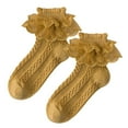 thumbnail image 1 of LNWUY Ruffle Lace Socks 1 Pair Women Socks Ruffle Lace Decor Thin High Elasticity Anti Slip Soft Little Girls Yellow 10 Years, 1 of 3