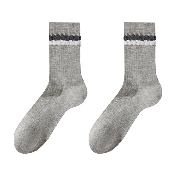 LNWUY Ruffle Socks Women Cute Thin Stacked Socks Soft Breathable Comfortable Cotton Socks Gray Free Size