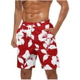 thumbnail image 1 of LNWUY (S-5XL) Big and Tall Men's Hawaiian Beach Shorts Swim Trunks Drawstring Elastic Waist Shorts Outdoor Lightweight Casual Swimsuit Swimwear with Pocket Red L, 1 of 5