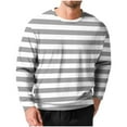 thumbnail image 1 of LNWUY (S-5XL) Big and Tall Men's Fashion Casual Striped Crewneck Long Sleeve Top T-Shirt Basic Pullover Loose tee Shirt Gray XXXXL, 1 of 5