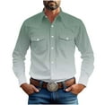 thumbnail image 1 of LNWUY (S-5XL) Big and Tall Mens Dress Shirt Gradient Print Long Sleeve Business Casual Button Down Shirt with Pocket Green XXXXXL, 1 of 8