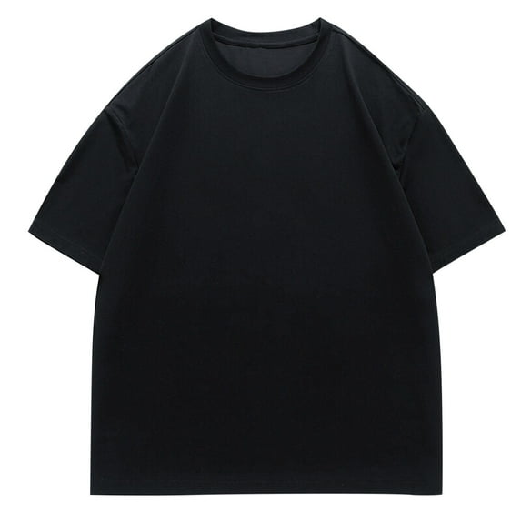 LNWUY (S-5XL) Big and Tall Unisex Heavyweight Oversized T Shirts Vintage Washed Out Loose Comfort Breathable Short Sleeve T-Shirt Black S
