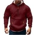 thumbnail image 1 of LNWUY (S-5XL) Hoodies for Men Plus Size Big and Tall Sweatshirts Quarter Zip Hoodie Pullover Fleece Oversized Hooded Sweatshirt Red XL, 1 of 5
