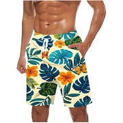 LNWUY S-5XL Plus Size Mens Casual Fashion Print Shorts Beach Shorts Quick Dry Swimwear Sports Running Swim Board Shorts Bathing Suits Green XL