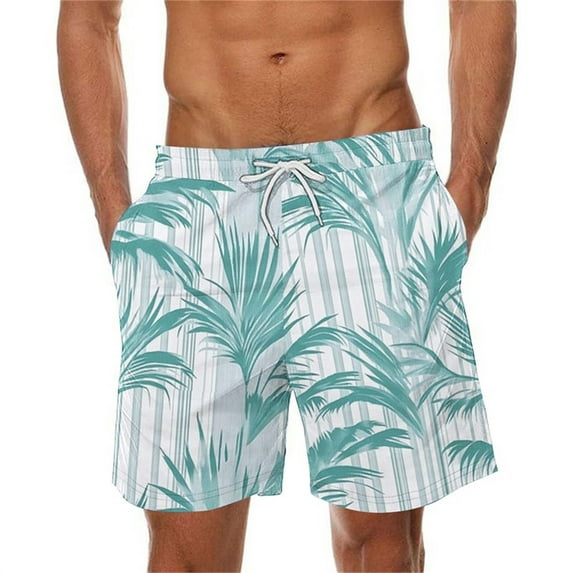 LNWUY (S-5XL) Plus Size Men's Swim Trunks Hawaiian Bathing Loose Comfor Drawstring Elastic Waist Beach Shorts with Pockets Multicolor M
