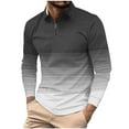 thumbnail image 1 of LNWUY (S-5XL) Plus Size Mens Color Block Striped Shirts Casual Long Sleeve Zipper Turndown Collar Top Moisture Wicking Golf Shirts Black XXXL, 1 of 5
