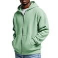 thumbnail image 1 of LNWUY (S-5XL) Plus Size Sweatshirt for Men Waffle Full Zip Up Hooded Sweatshirts Solid Color Hoodie Casual Loose Fit Coat Green XXL, 1 of 8