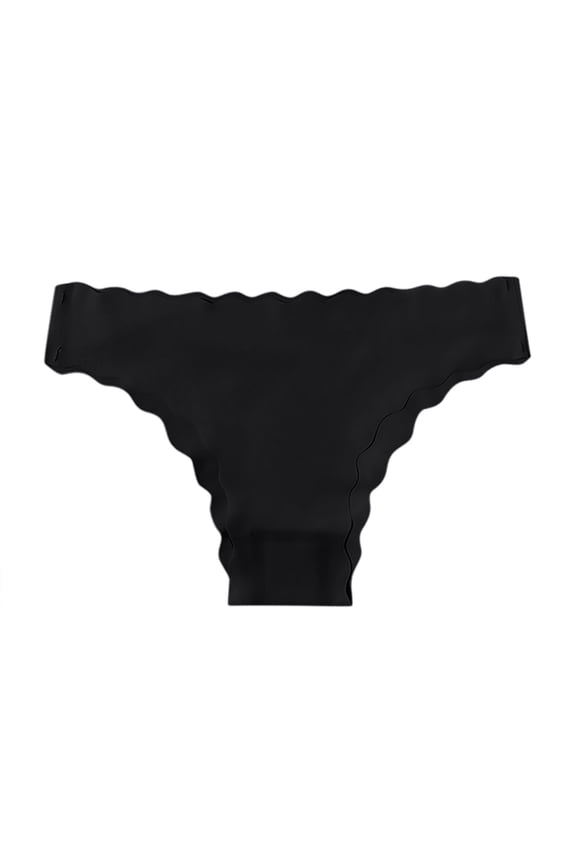 Seamless Underwear for Women Trendy Low Rise Hipster Wave Edge No Show Bikini Panties Womens Cheeky Black L
