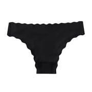 LNWUY Seamless Underwear for Women Trendy Low Rise Hipster Wave Edge No Show Bikini Panties Womens Cheeky Black M
