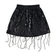 thumbnail image 1 of LNWUY Sequin Fringe Skirt Sparkly Tassel Sequin Party Skirts Belly Dance Hip Scarf Skirt for Women Girls Black 90, 1 of 9