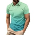 thumbnail image 1 of LNWUY Shirts for Men Summer Fashion Gradient Color Lightweight Turn Down Collar Buttons Collared Shirt Soft Breathable Moisture Wicking Tees Mint Green XXL, 1 of 6