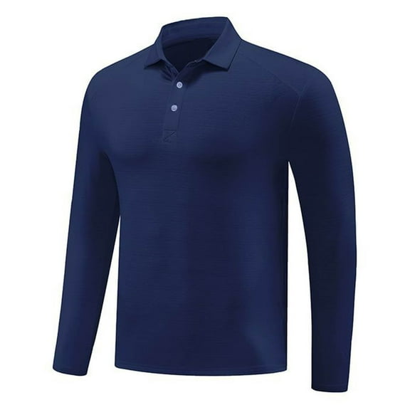 LNWUY Slim Fit Long Sleeve Shirts for Men Quick-Dry Performance Soft Fitted Breathable Collared Long Sleeve Golf Shirts Blue XXL