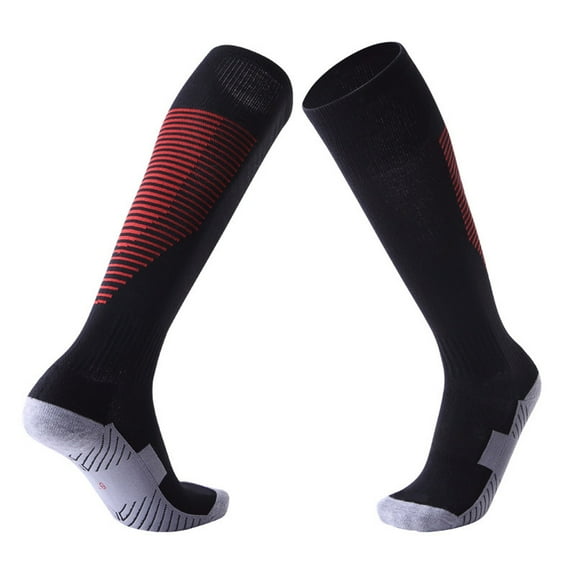 LNWUY Soccer Socks Baseball Softball For Youth Kids Boys Girls, Over-The-Calf Football Socks for Adult Men Women Black Free Size