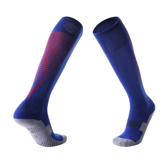 LNWUY Soccer Socks Baseball Softball For Youth Kids Boys Girls, Over-The-Calf Football Socks for Adult Men Women Blue Free Size