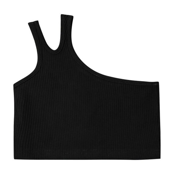 LNWUY Solid Color Children's Vest Fashion Girls Sleeveless Top Summer Children's Halter Top Round Neck Vest Black 2 Years
