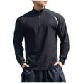 thumbnail image 1 of LNWUY Spring Full Long Sleeve Shirts for Men Trendy 1/4 Zip Stand Collar Athletic Workout T Shirts Lightweight Comfy Pullover Tops Black XXL, 1 of 5