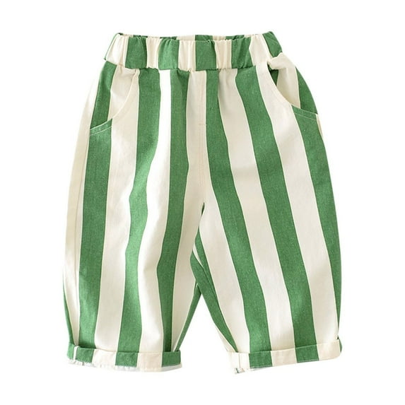LNWUY Striped Children's Trousers Color Casual Trousers for Boys and Girls, And Spring and Autumn Children Wear Pants Outside Green 2 Years