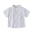 thumbnail image 1 of LNWUY Summer New Children's Boys and Girls Plaid Shirt Short-Sleeved with Pockets Buttons Casual Blouse Flip Collar Shirt White 3 Years, 1 of 3