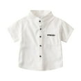 thumbnail image 1 of LNWUY Summer New Children's Boys and Girls Plaid Shirt Short-Sleeved with Pockets Buttons Casual Blouse Flip Collar Shirt White 3 Years, 1 of 3