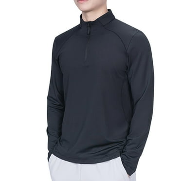 LNWUY Sweat Shirt for Mens Trendy Quarter Zip Pullover with Stand Collar Solid Casual Sports Tops Climbing Running Workout Shirts Black M