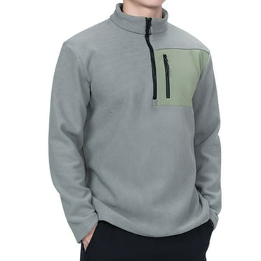 LNWUY Sweat Shirt for Mens Trendy Quarter Zip Pullover with Stand Collar Solid Casual Sports Tops Climbing Running Workout Shirts Green M