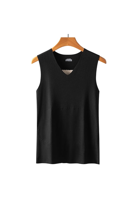 Thermal Shirts for Men Thermal Vest Compression Seamless Shirts Base Layer Cold Weather Warm Sleeveless Tops Black XXXXL