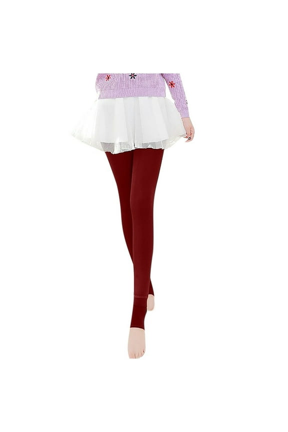 LNWUY Thickened and Padded Bottoming Pants Womens High-Waisted Large Size Fleece Foot Warming One-Piece Pants Pantyhose Red Free Size