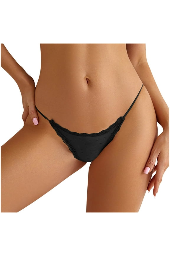 Thongs for Women Silk Satin Panties Thong Soft Breathable Comfortable G String T Back Satin Bikini Underwear Black L