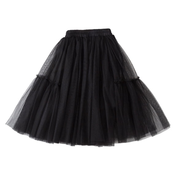 LNWUY Toddler Baby Girl's Tutu A Line Knee Length Tulle Layered Long Party Skirt for Little Girls Tulle Dance Skirts Black 6Y