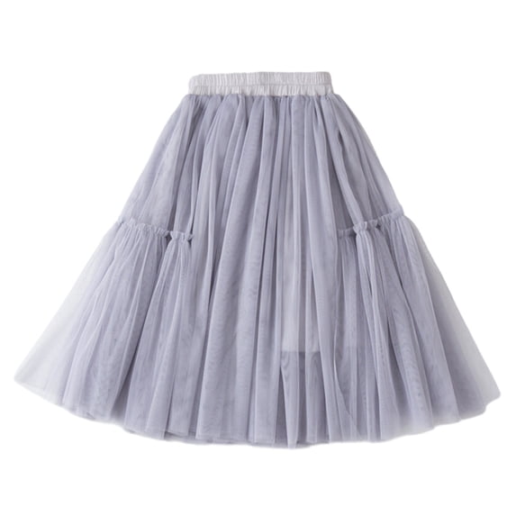 LNWUY Toddler Baby Girl's Tutu A Line Knee Length Tulle Layered Long Party Skirt for Little Girls Tulle Dance Skirts Gray 8Y
