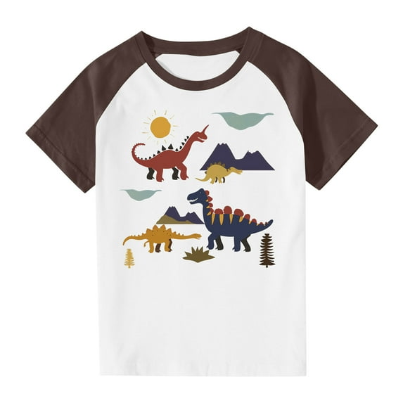 LNWUY Toddler Baby Girls Boys Tshirt Raglan Shirt Fashion Cute Round Neck Print T-Shirt Cotton Short Sleeve Top Shirts Brown 9 Years