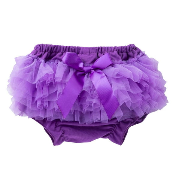 LNWUY Toddler Baby Girls Tulle Ruffle Bloomers with Bow Infant Princess Cotton Briefs Panties Soft comfy Bottom Shorts Purple 0-3 Months